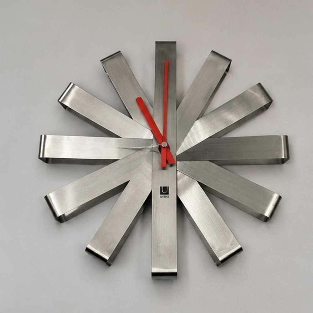UMBRA wall clock by Michelle Ivankovic stainless steel ribbon sweep Seconds 12"